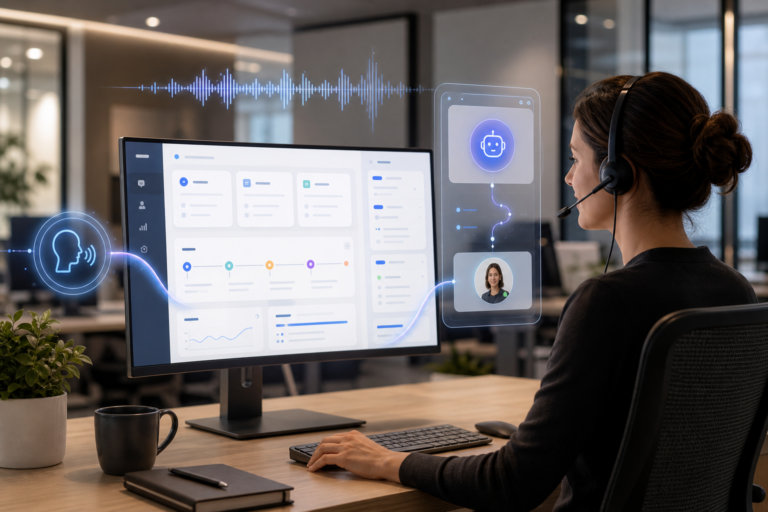 Оператор контакт-центра и голосовой AI-агент с передачей контекста в CRM